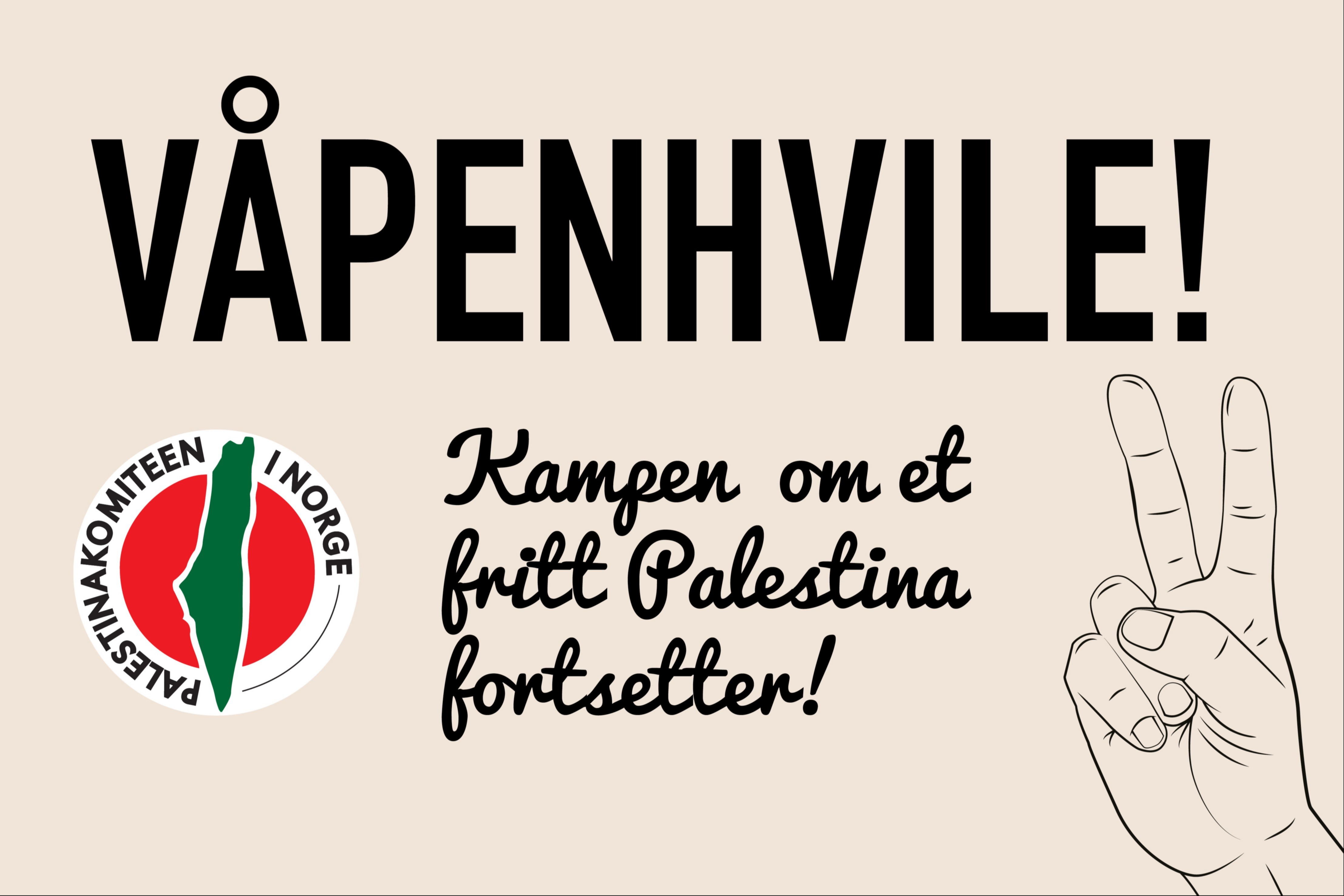 Victorytegn og teksten Våpenhvile