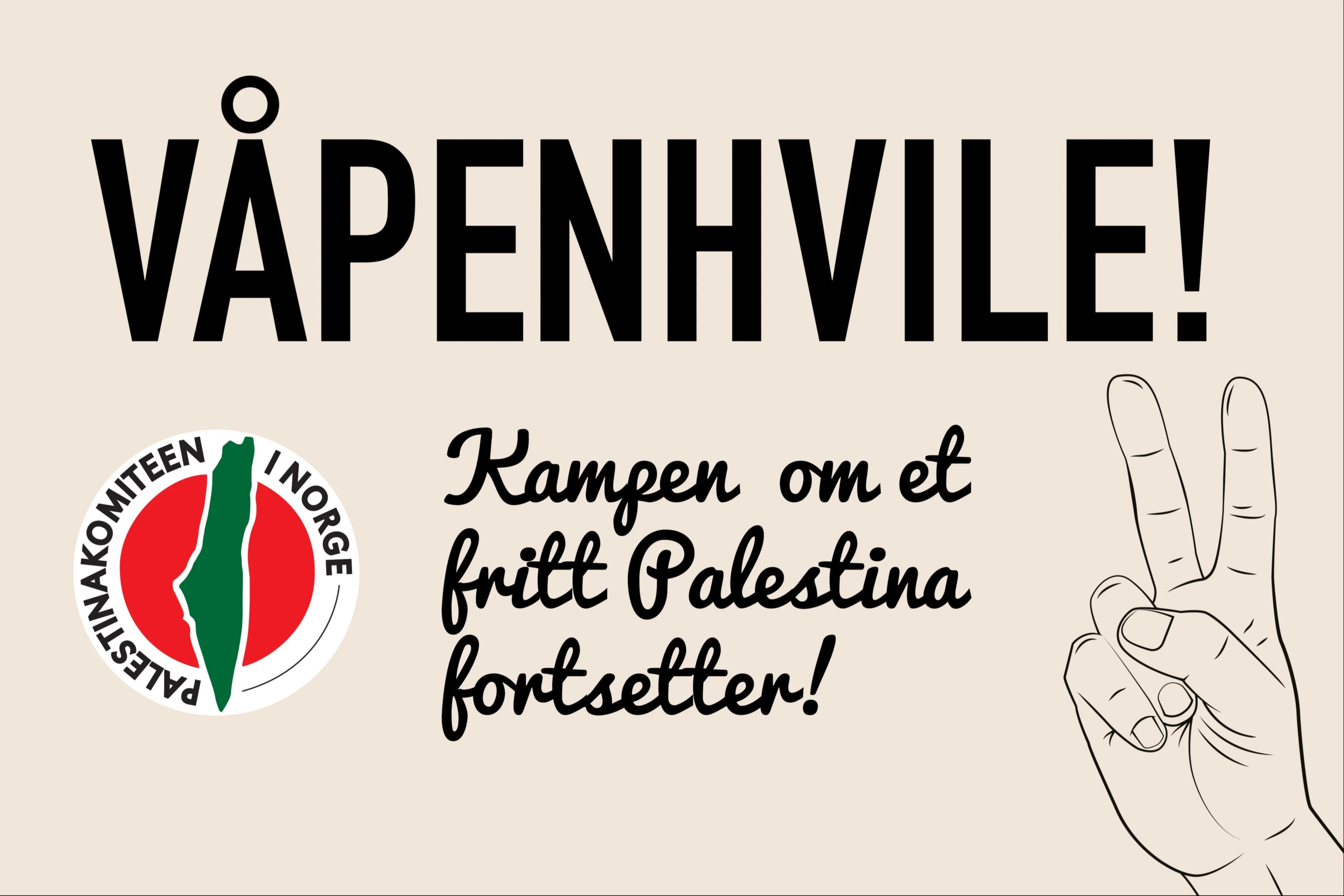 Victorytegn og teksten Våpenhvile