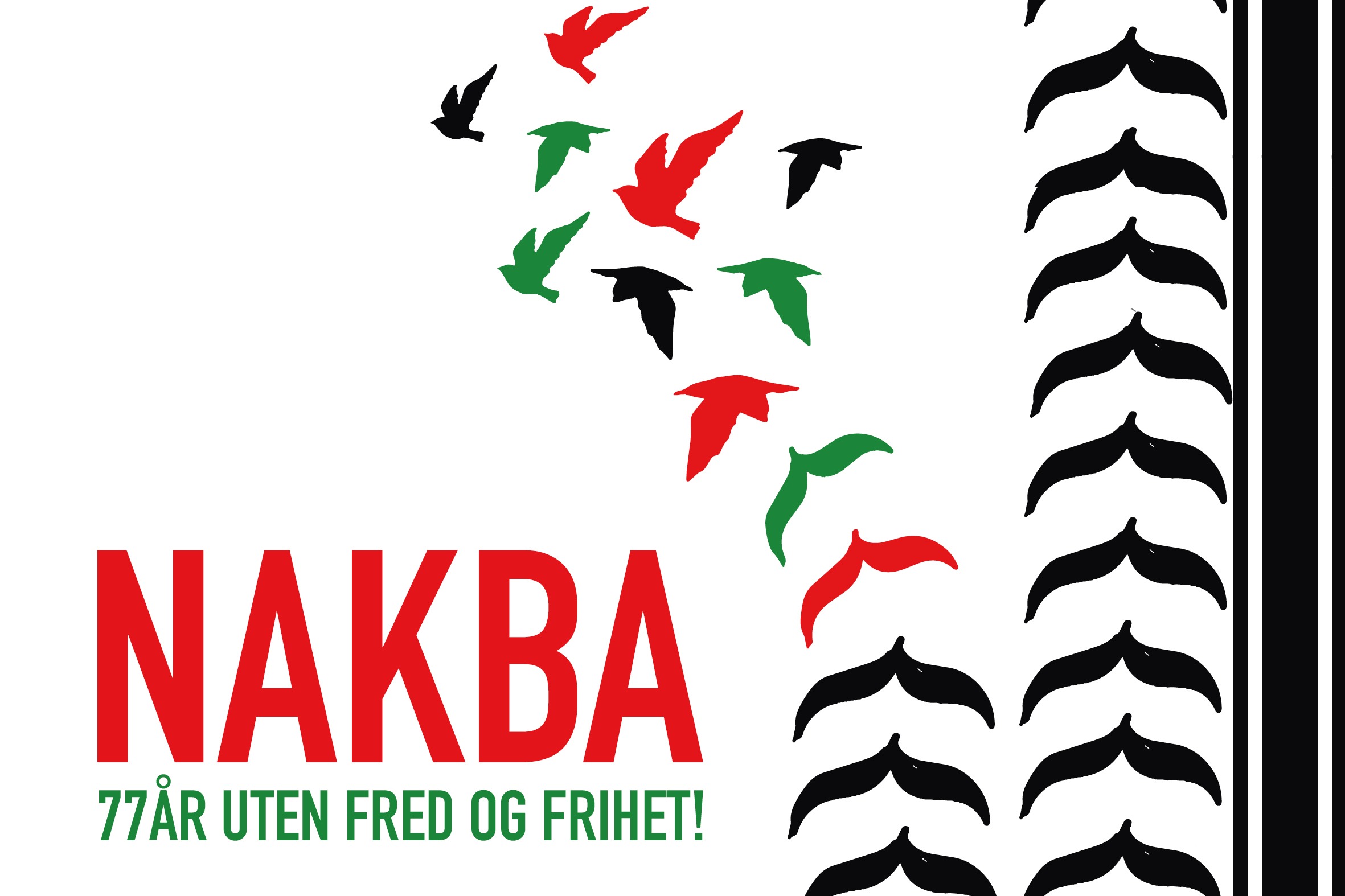 Kuffiyeh-mønster som blir til fugler i fsrgene til Palestinske flagget